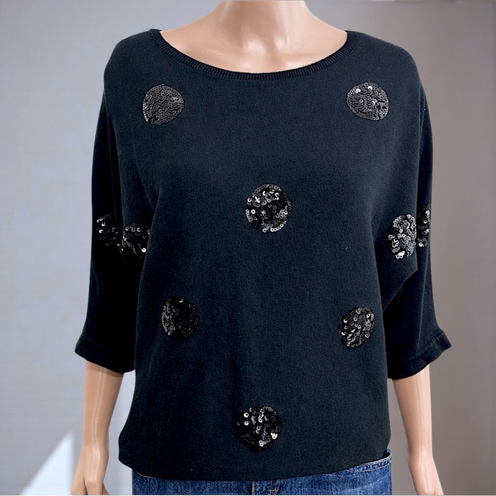 New York & Company Black Sequin Blouse - Picture 3 of 11